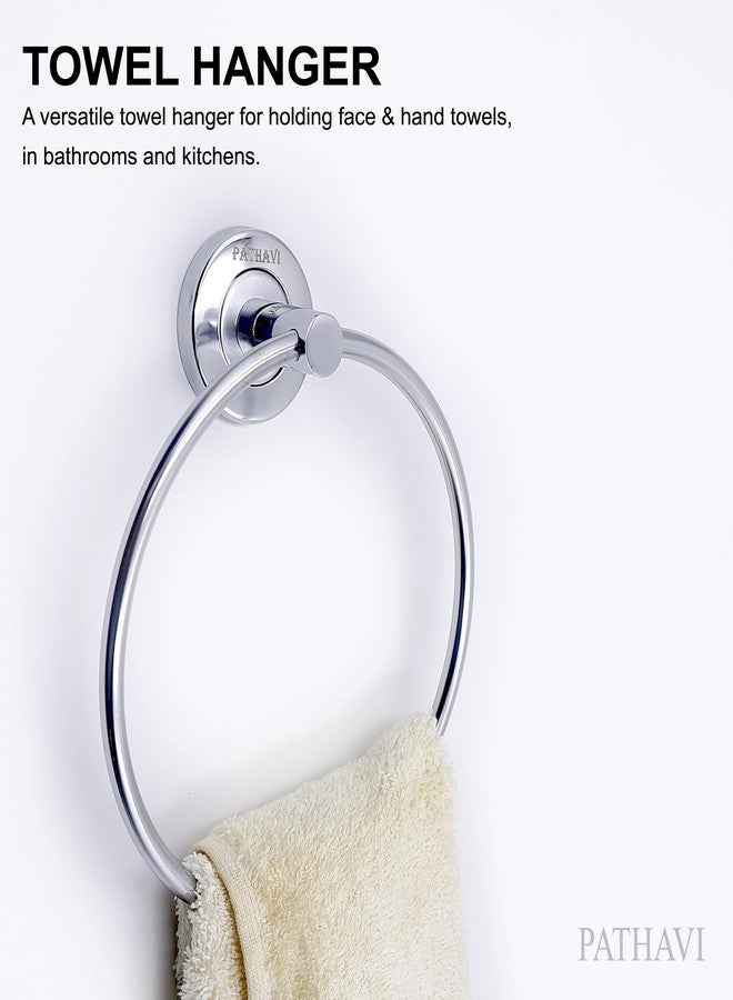 Pathavi Stainless Steel Towel Holder for Bathroom | Wash Basin | Towel Hanger | Napkin Holder for Wash Basin | Towel Ring| Bathroom Accessories (Round, Chrome Finish, Pack of 2) - Image 4